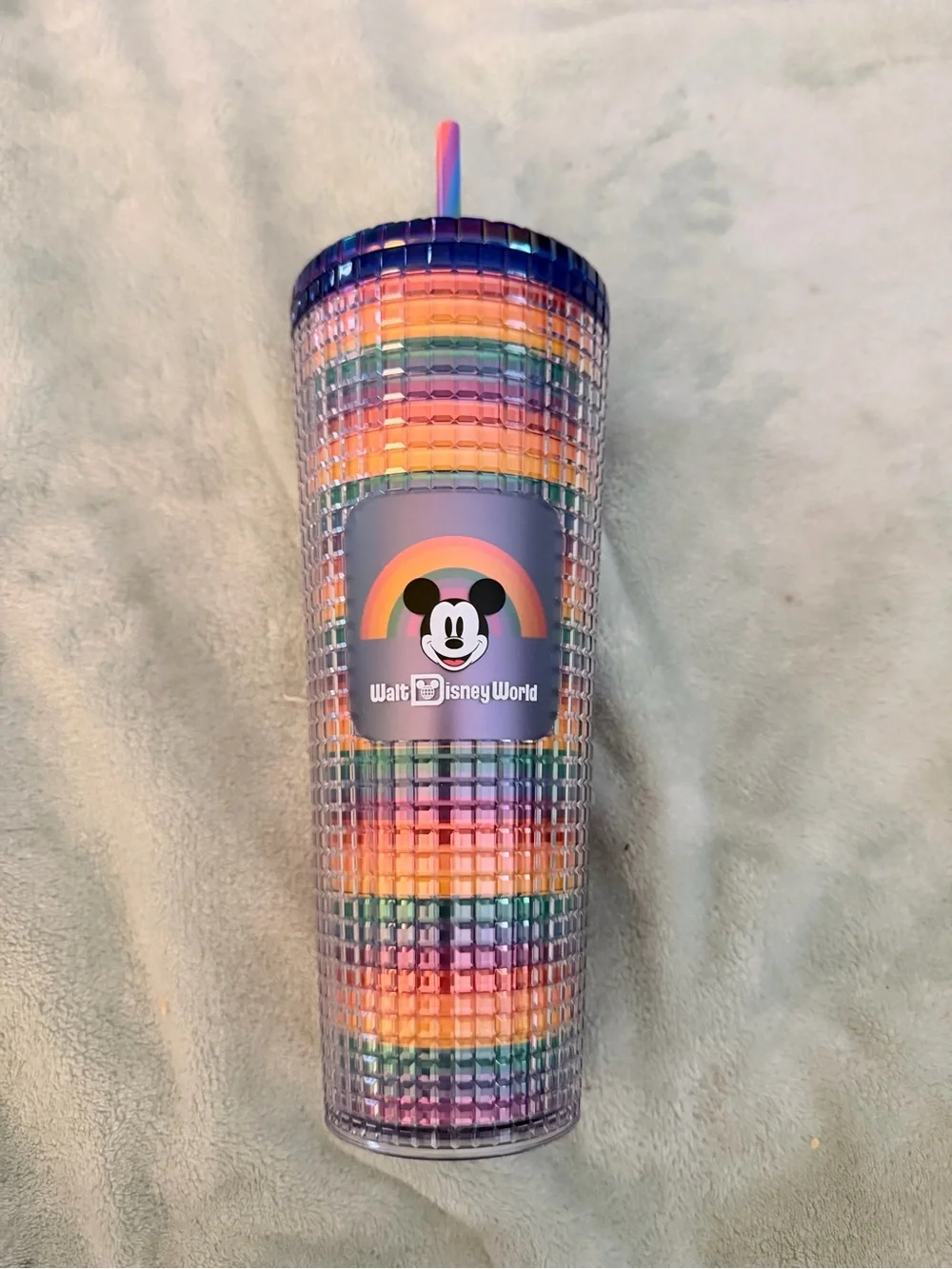 Disney World Starbucks Tumbler Pride 2024 Rainbow Grid Studded Venti 24oz
